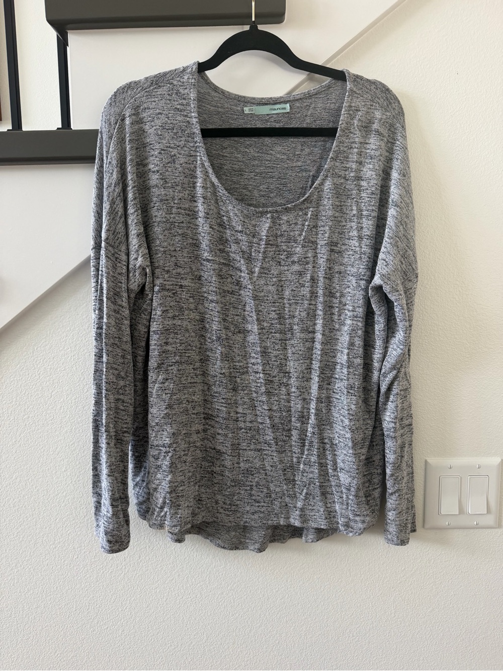 Maurices Heather Gray Scoop-Neck Long Sleeve Top